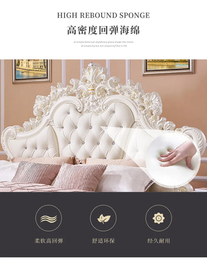 Gold Luxus gestepptes Doppelbett Holz Vintage weiche Einzelkopfteile Doppelbett Erwachsene Zuhause Camas De Dormitorio Möbel