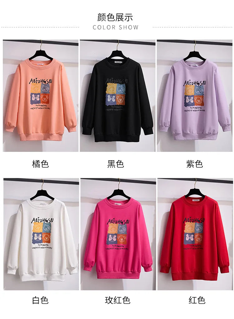 175Kg Plus Größe frauen Fehlschlag 170 Frühling Herbst Neue Lose Rundhals Cartoon Sweatshirt 6XL 7XL 8XL 9XL 10XL 11XL 6 Farben.