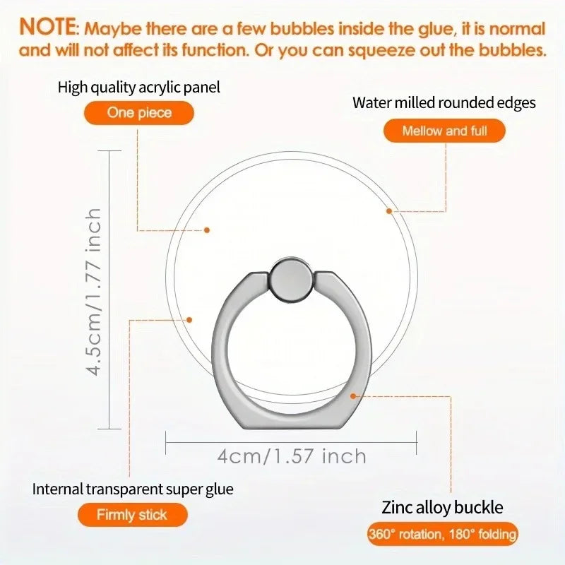 Transparent Cute Animal Round Phone Stand Foldable 360 Rotating Mobile Phone Ring Holder Smart Phone Accessories.