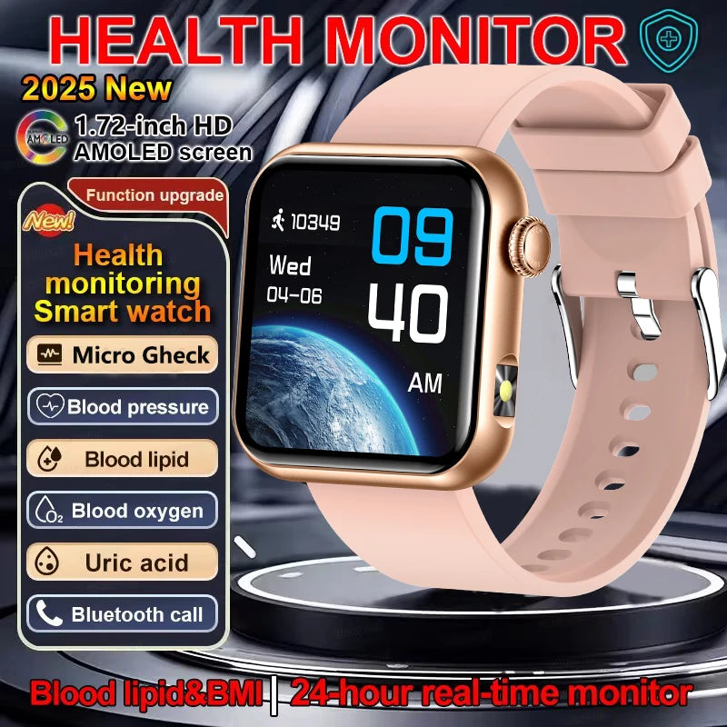 2025 New LED Women AI Smart Diagnosis Smart Watch HRV+PPG Blood Pressure Blood oxygen Health monitor IP68 NFC Smartwatches ﻿