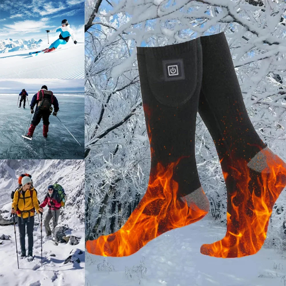 Electric Heating Socks 3 Level Temperature Winter Heating Socks Cold-Proof Winter Warm Thermal Socks for Cycling Camping Skating.