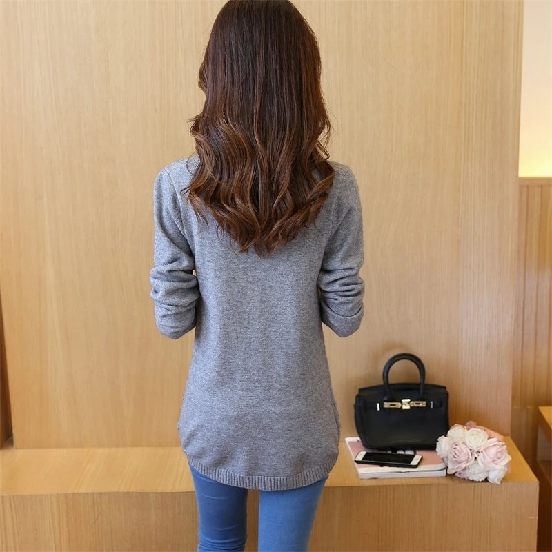 Strick pullover Herbst Winter Tops O-Ausschnitt Langarm Pullover lässig warme Damen pullover Midi lange schlanke Pullover Mädchen