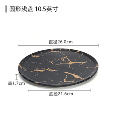 Marble Texture Imitation Melamine Plate BBQ Tableware Cake Fruits plates Snack Tray Outdoor Party Dishes Steak.