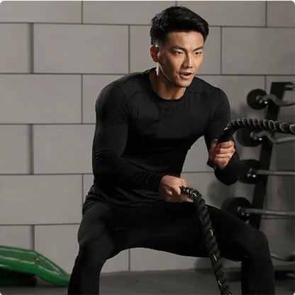 New Men's Tracksuit Gym Fitness Running 2 Pcs/Set Quick Dry Sweat-absorb Compression Sport Suit Clothes Jogging Sport Wear S-3XL.