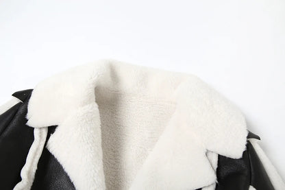 Weird Puss Furry Patchwork Women Crop Jacket Hipster Full Sleeve Open Stitch Hipster Streetwear Warm Outwear Basic Wild Coat.