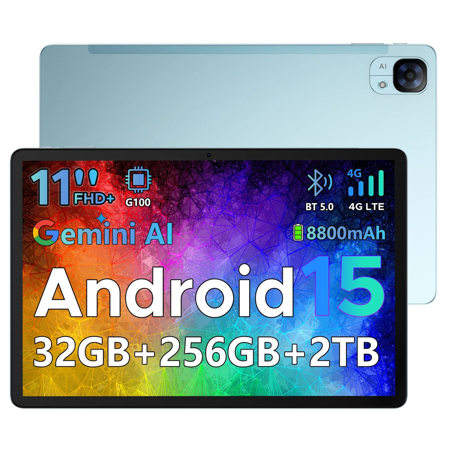 DOOGEE Tab E3 Tablet 11" Screen Android 15 Gemini AI 7.5mm Ultra-thin 32GB (8+24) 256GB Dual Speakers 8800mAh Battery Smart Pad