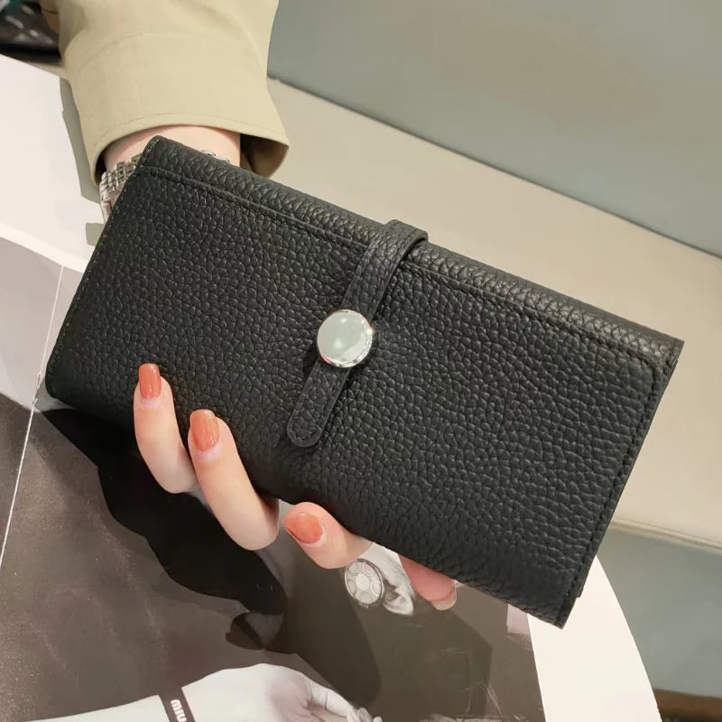Genuine Leather Wallet Women Long Clutch Fashion Luxury Brand Ladies Purses Card Holder Zipper Coin Pocket High Quality Billfold.