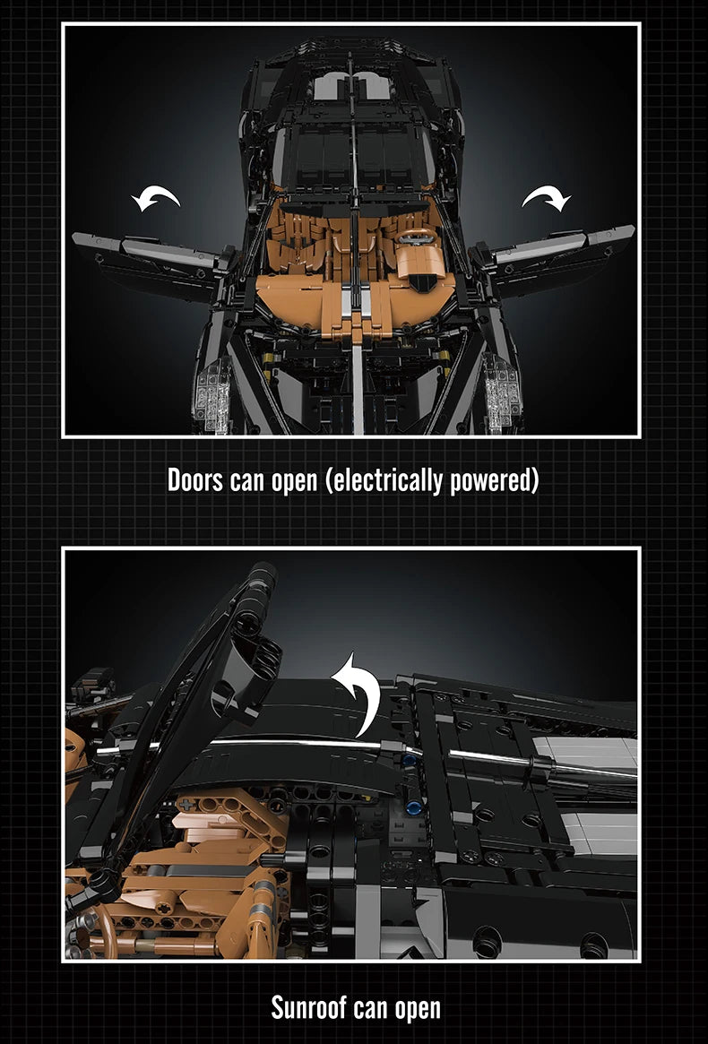 Mould King 13163 Technical Car Building Block The Remote Control La Voiture Noire Sport Car Model Toys Kids Christmas Gifts.