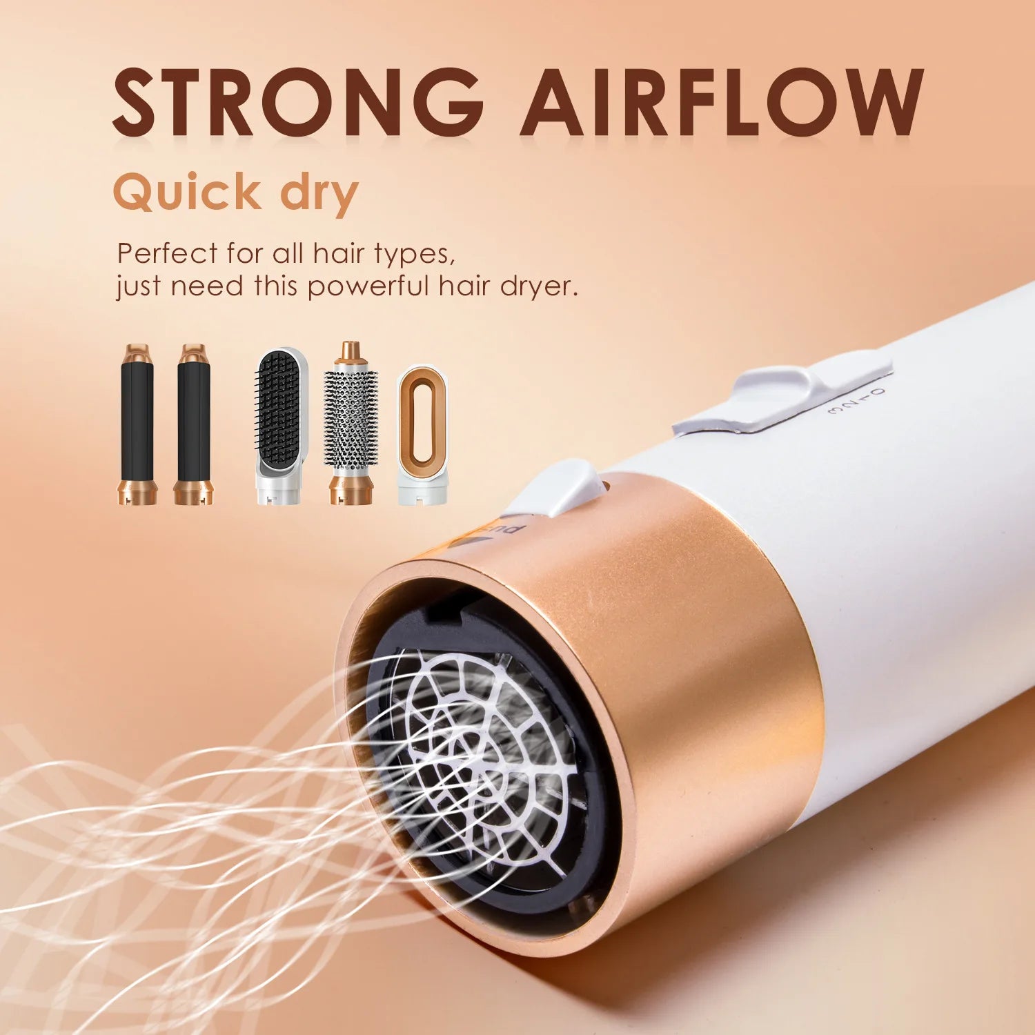 Hair Dryer 5-In-1 Electric Hair Comb Negative Ion Straight Curler Brush Blow Dryer Air Comb Removable Brush Kit Tool.