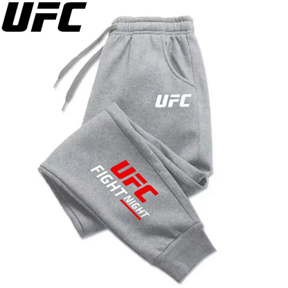 UFC Mens Casual Pants Autumn Winter Sweatpants Gym Trousers Fashion Solid Color Workout Long Pants Men Running Jogger Sports.