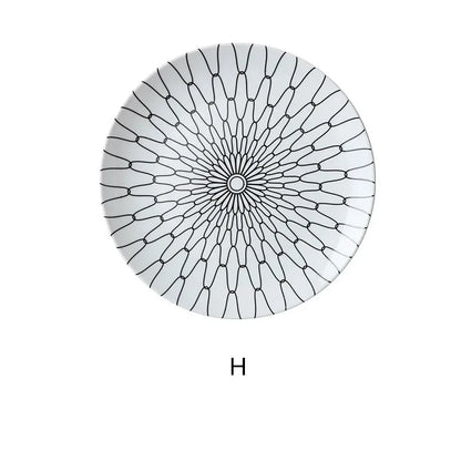 Geometric Design Gold Plating Meal Plate Porcelain Kitchen Dinner Plates Ceramics Food Tray Salad Dish 6/8/10 Inch 1Pcs