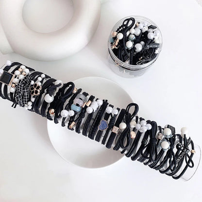 50/12PCS  Women Elastic Hair Ties Pearls Fashion Girls Scrunchies Ponytail Holder Rubber band Hair Rope Hair Accessories.