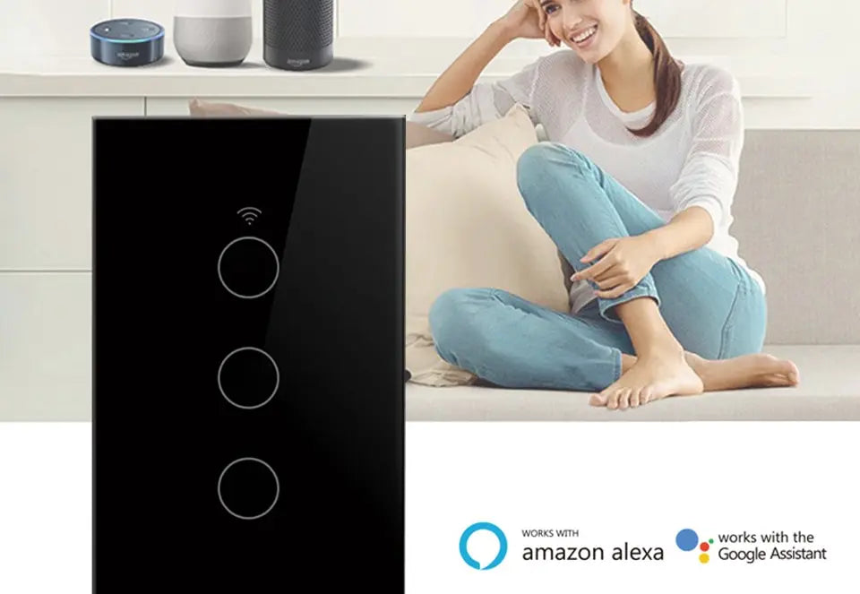 Tuya WiFi Smart Licht Schalter UNS Standard Arbeit Mit Alexa Google Home Wand Touch Schalter 110 V 220 V RF433Mhz Fernbedienung 1 2 3 4 Gang.