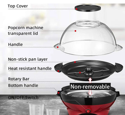 Household 850W electric popcorn machine automatic hot Pipoqueir machine Home-made Diy Popcorn Movie Snack Sonifer Popper.