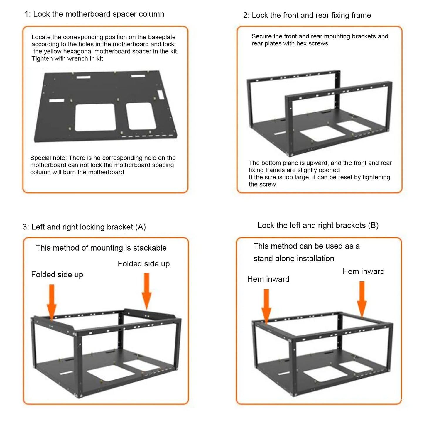 ATX Open Chassis Case Rack Large Space Expansion DIY Assembled Powerful Cooling Gaming PC Case Open Frame Steel Plate for EATX.
