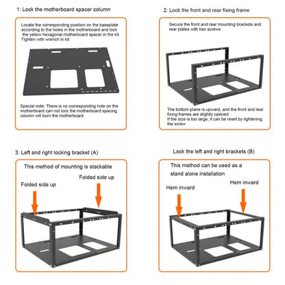 ATX Open Chassis Case Rack Large Space Expansion DIY Assembled Powerful Cooling Gaming PC Case Open Frame Steel Plate for EATX.