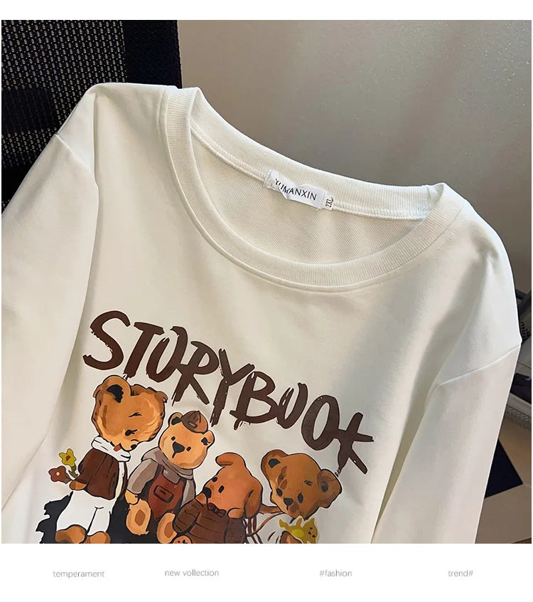 170kg plus size Damen büste Herbst bär bedrucktes Sweatshirt lockeres Langarm-Freizeit oberteil 6xl 7xl 8xl 9xl 10xl 11xl.