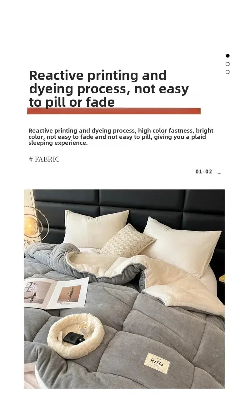 Winter Quilt Blanket Double Sided Velvet Lamb Cashmere Double Bed Quilts King Queen Full Size Bed Duvet Thicken Comforter Core