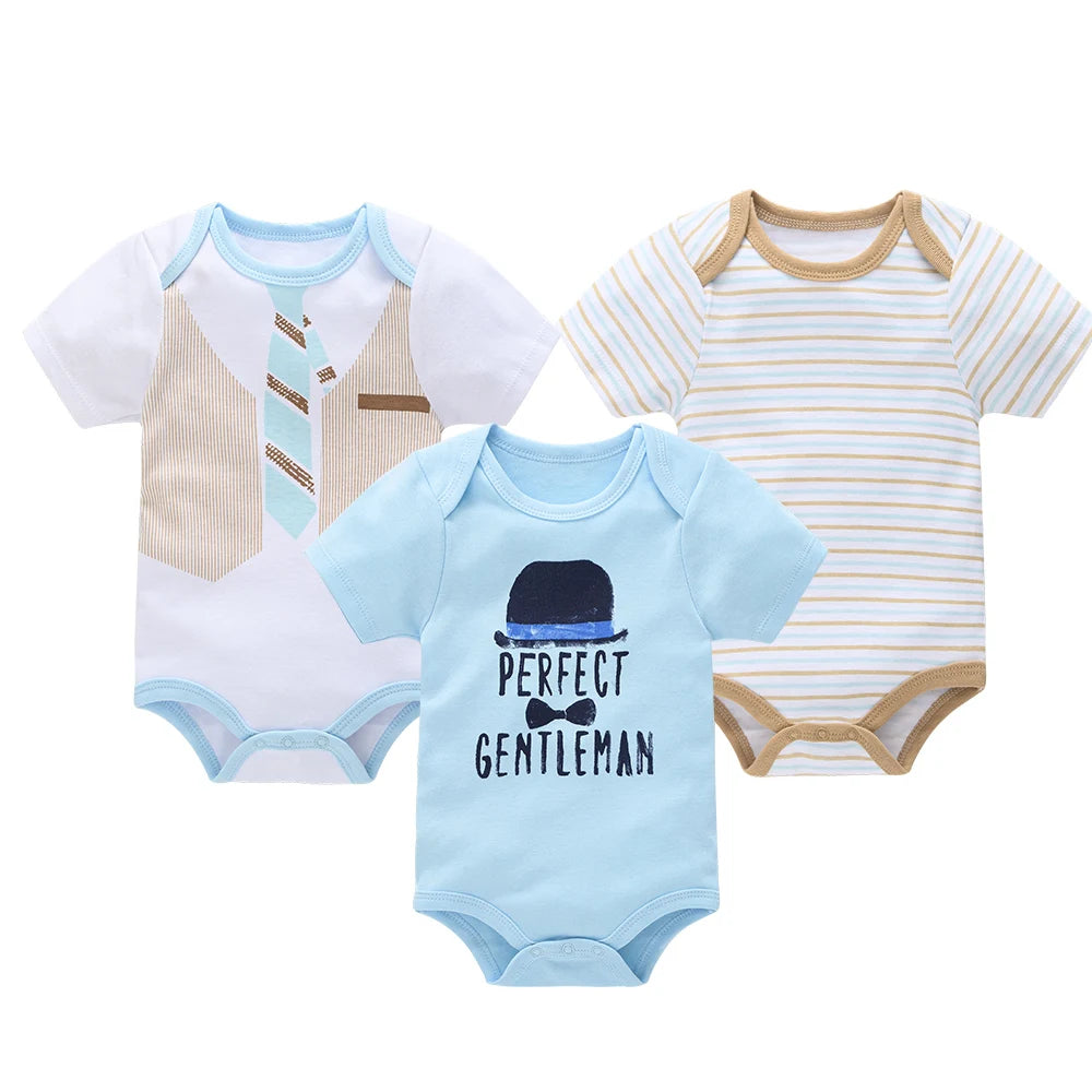 3 Teile/los Neugeborenen Baby Body 100% Baumwolle Kurzarm 3M 6M 9M 12M Mädchen Kleidung coole Druck Infant Overall