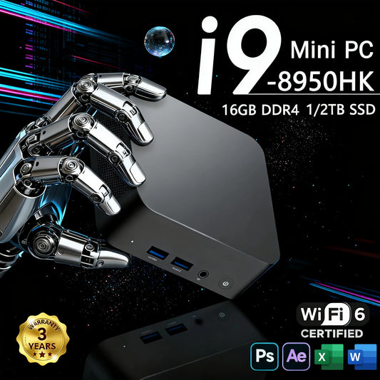 【3-Year-Warranty】2025 Mini PC Intel Core i9 8950HK Gaming Computer Windows 11 16GB DDR4 2TB SSD WiFi 6  Gamer Desktop PC.