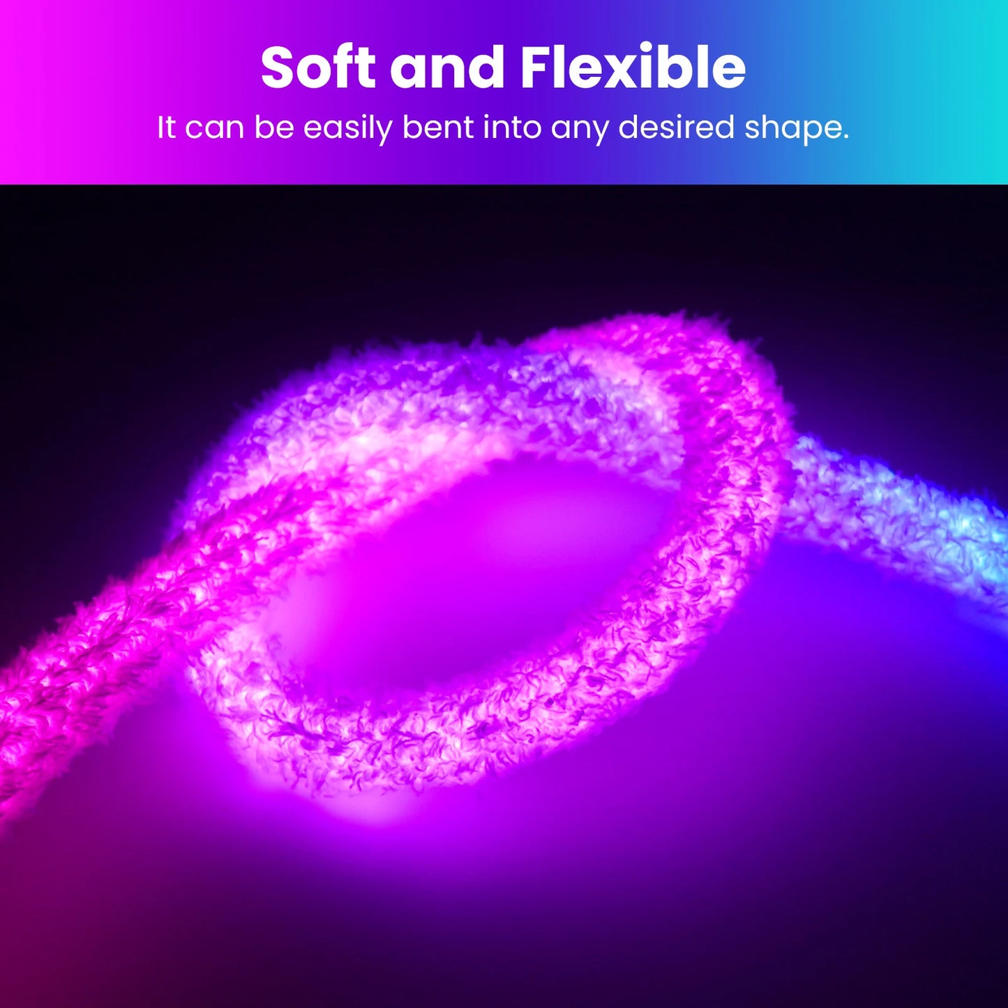 DC5V USB RGB LED Round Neon Light Strip Music Sync Control with App/Remote Addressable Lamp IP67 Waterproof for Indoor Outdoor.