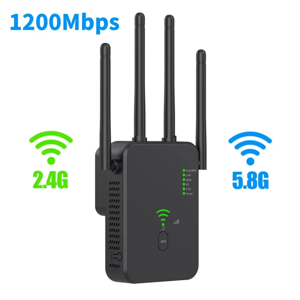 1200Mbps Wireless WiFi Repeater WIFI Range Extender WiFi Signal Booster 5G 2.4G Dual-band Network Amplifier WiFi Router.