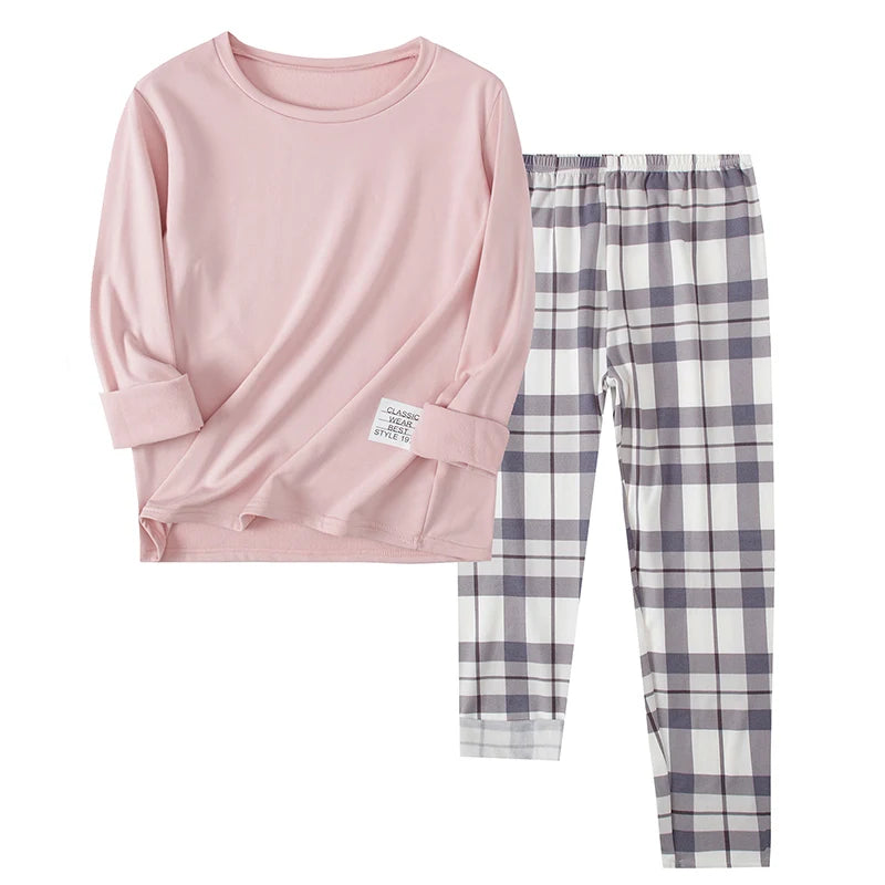 2-teilige Langarmhose im Herbst und Winter, geschliffene und verdickte Pyjamas für Männer und Frauen, Heimkleidung für Jugendliche.