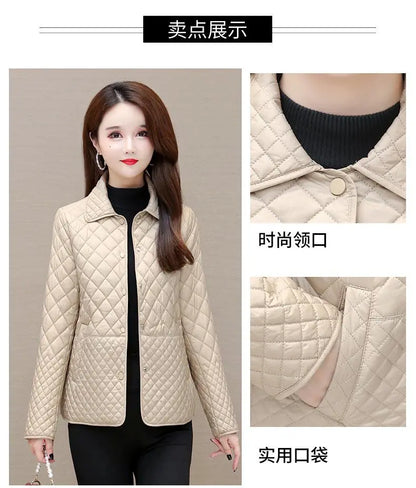 Herbst Winter Frauen Midi Plaid Stepp Mäntel Mode Weibliche Koreanische Kleidung Neue Feste Beiläufige Verdicken Warme Langarm Jacken.