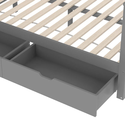 Etagenbett 90 x 200 über 140 x 200 mit Schubladen, Stauraum und Rutsche, multifunktional, Grau (ohne Matratze)