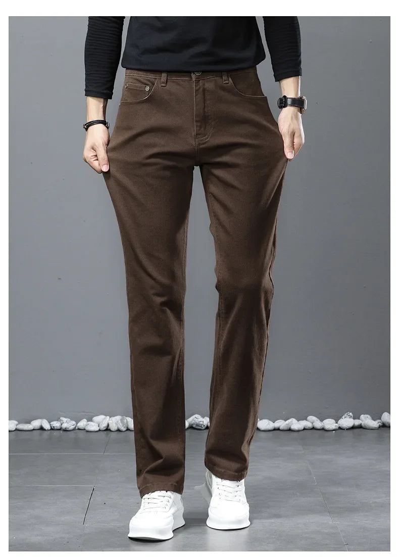 2024 herbst/Winter Neue männer Jeans Business Lose-Fit Gerade Bein Hohe Taille Baumwolle Casual Trendy hosen.