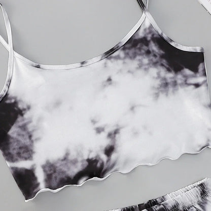 Sommer pyjamas setzt Frauen Nachtwäsche sexy Dessous niedlichen krawatten gefärbten Druck ärmellose O-Ausschnitt dünne Tops mit Shorts Set Unterwäsche.