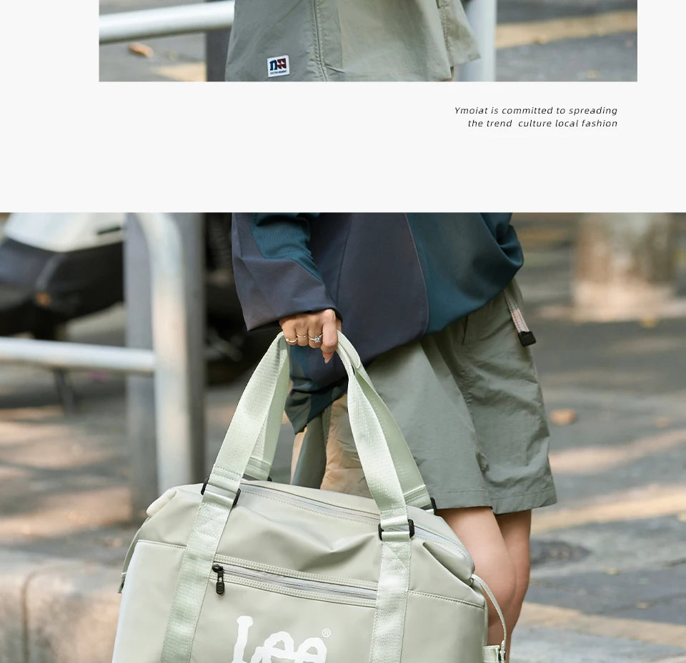 LEE Expandable Large Capacity Luggage Travel Handbag Women Sports Fitness Gym Yoga Bag Waterproof Dry Wet Pocket Duffel Bag