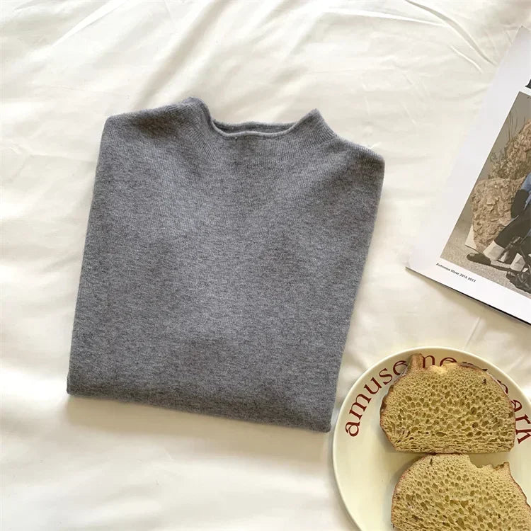2025 Women Turtleneck Knitted Pullovers Solid Sweater Harajuku Korean Soft Warm Knitwear Autumn Winter Fashion Slim Jumpers Tops.