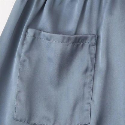 Summer New Product Women's Style Flip Collar with Beaded Embroidered Shirt, High Waist Straight Leg Pants Set