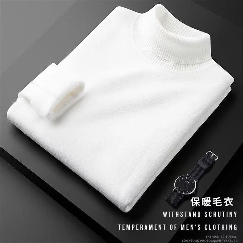Turtleneck sweater men plus cashmere warm autumn and winter with boys men's black winter sweater base.