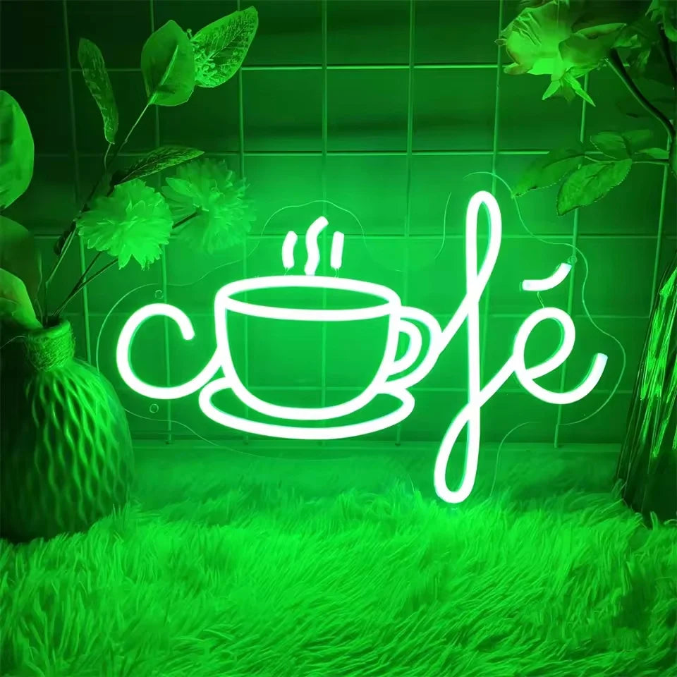 Kaffee-Leuchtreklame, Neon-LED-Schild für Café, Cafeteria, Restaurant, leuchtende Geschäftsschilder, Wanddekorationen für Zuhause, Lichter.