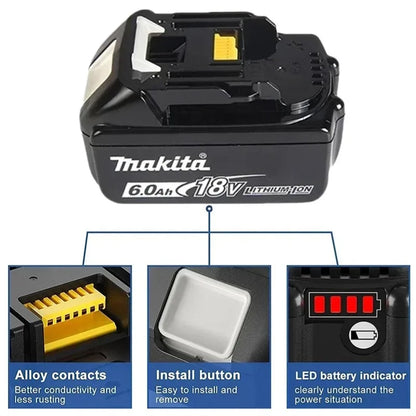 100% original Makita battery, 18V 6.0Ah rechargeable battery, replacing Makita BL1830BL1840BL1850BL1860B, power tool battery.