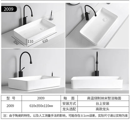 Arbeits platte Waschbecken Seite Entwässerung Keramik Waschbecken Balkon Waschbecken Kunst becken Einzel becken quadratischer Kreis