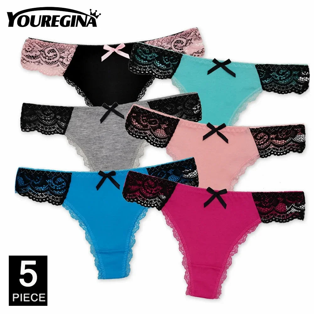 Ladies Cotton Thongs Panties Women Culottes Sexy G Strings Female Underwear Lingerie Comfort Soft Low Rise Tangas 5 pcs/lot.