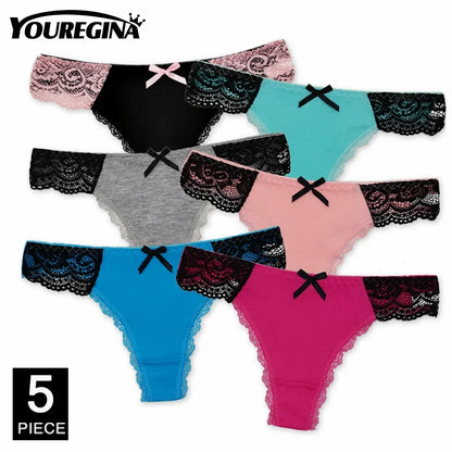 Ladies Cotton Thongs Panties Women Culottes Sexy G Strings Female Underwear Lingerie Comfort Soft Low Rise Tangas 5 pcs/lot.