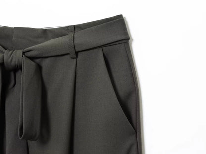 ZERAINS Autumn women's sleeveless V-neck short vest loose fit with waistband pleated high waisted pants set.