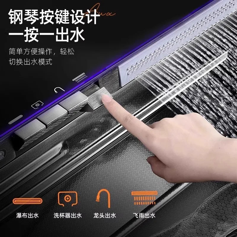 5.0 Thickened Whale Honeycomb Sink Feiyu Waterfall 304 Stainless Steel Handmade Digital Display Single Sink Household Kitchen