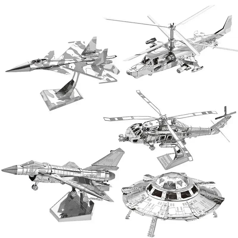 3D Metal Puzzles Military J-20 J-10B SU-34 KA-50 Fighter UFO RAH-66 Helicopter DIY Handmade Assemble Model Jigsaw Puzzles.
