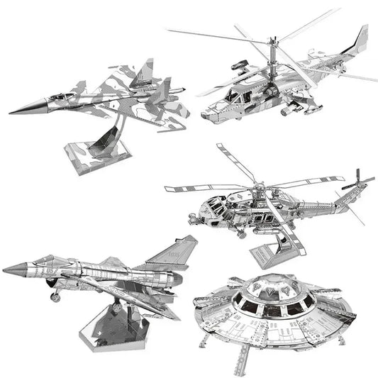 3D Metal Puzzles Military J-20 J-10B SU-34 KA-50 Fighter UFO RAH-66 Helicopter DIY Handmade Assemble Model Jigsaw Puzzles.
