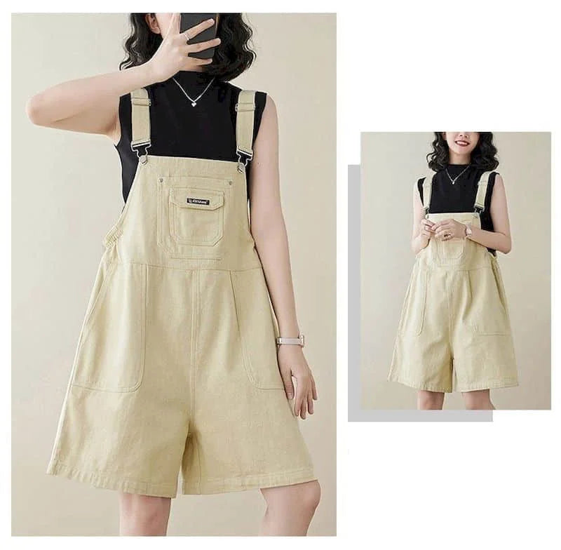 Denim Jumpsuits for Women Vintage Korean Style One Piece Outfit Casual Loose Rompers Wide Leg Jeans Summer New Women Clothing.