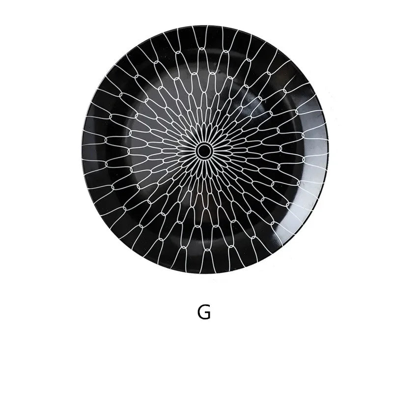 Geometric Design Gold Plating Meal Plate Porcelain Kitchen Dinner Plates Ceramics Food Tray Salad Dish 6/8/10 Inch 1Pcs