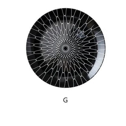 Geometric Design Gold Plating Meal Plate Porcelain Kitchen Dinner Plates Ceramics Food Tray Salad Dish 6/8/10 Inch 1Pcs