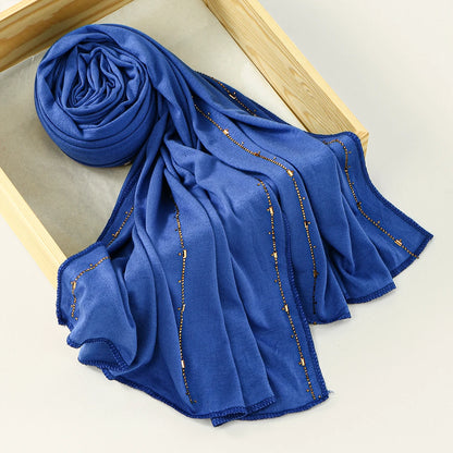 Rhinestone Modal Cotton Jersey Hijab Scarf For Women Stretch Shawl Plain Muslim Headband Fashion Solid Color Long Muffler