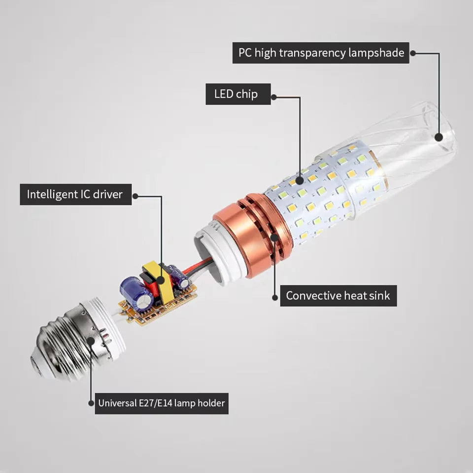 10PCS Corn Bulb Tube AC85-265V E27 E14 Screw 3/6/9/12/15W Easy To Assemble And Disassemble Suitable For Room Lighting.