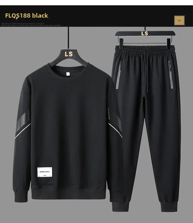 Spring Autumn Men's Casual Sports Suit Round Neck Sweatshirt Long Sleeves Pants One Whole Set Clothing Fashion.